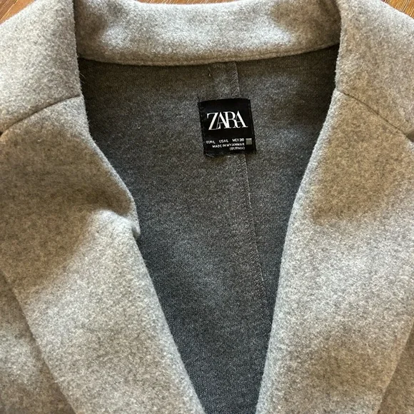 Zara Light Gray Wool Blend Coat - Picture 2 of 6